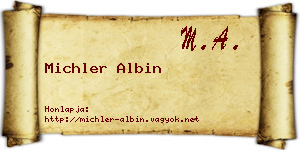 Michler Albin névjegykártya
